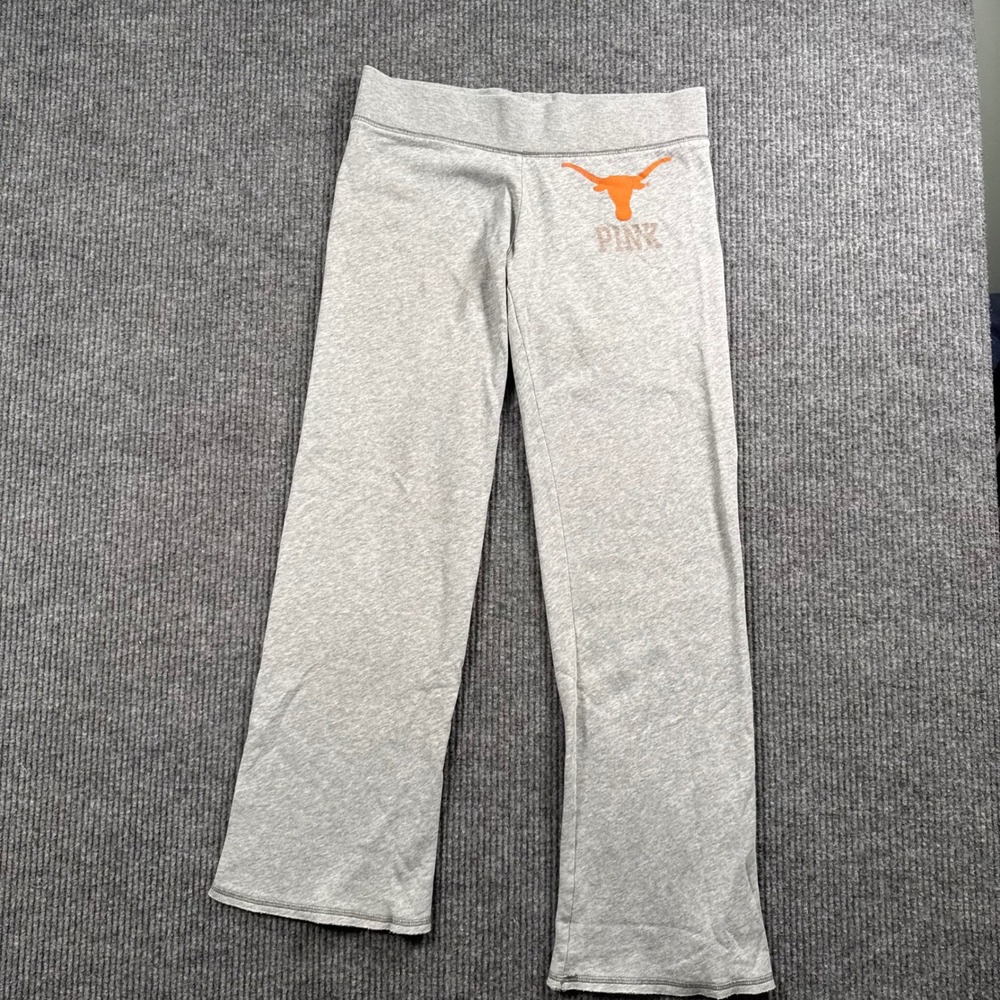 PINK UT Longhorns Sweatpants Womens Medium Gray‎ Wide Leg Y2K Lounge Vintage